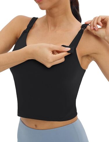 Foucome Nursing Tank Tops Longline Breastfeeding Workout Tops | V Neck, U Back, Nursing Sports Tank, Crop Top with Built in Bra in Kuwait