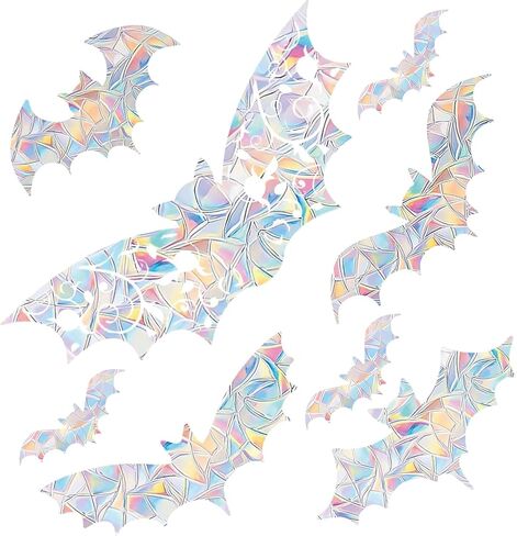 40PCS Dinosaur Window Clings - Crash Proof Window Decal Protects Birds from Window Collisions, Non-Adhesive Prism Vinyl Window Clings Film, (Rainbow Sticker) in Kuwait