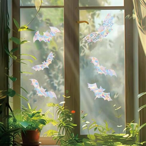 40PCS Dinosaur Window Clings - Crash Proof Window Decal Protects Birds from Window Collisions, Non-Adhesive Prism Vinyl Window Clings Film, (Rainbow Sticker) in Kuwait