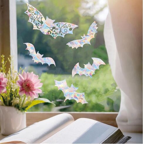 40PCS Dinosaur Window Clings - Crash Proof Window Decal Protects Birds from Window Collisions, Non-Adhesive Prism Vinyl Window Clings Film, (Rainbow Sticker) in Kuwait