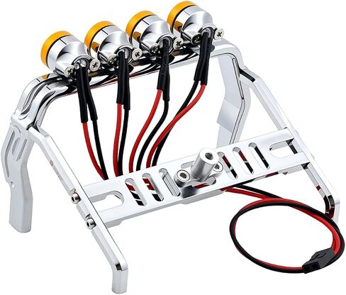 Aluminum Roll Bar with 4 LED Light Bar Roof Lamp Set for 1/18 TRX4M F-150 High Trail Crawler Truck,Chrome in Saudi Arabia