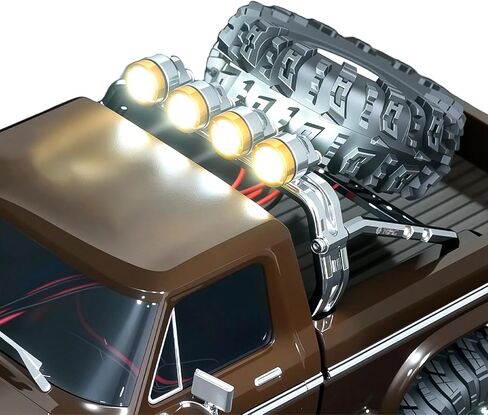 Aluminum Roll Bar with 4 LED Light Bar Roof Lamp Set for 1/18 TRX4M F-150 High Trail Crawler Truck,Chrome in Saudi Arabia