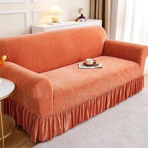 KAIJIE Two Seater Sofa Cover Suitable for All Seasons Skirt Design dust-proofwashable Furniture Protector with Anti-Skid Foam and Elastic Bottom Jacquard Pattern A-Blue in Saudi Arabia