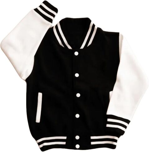 MODPARTY Kids Varsity Jacket – Black & White Letterman Coat for Boys or Girls | Custom Youth Outerwear for School or Events in Saudi Arabia