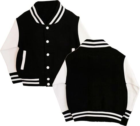 MODPARTY Kids Varsity Jacket – Black & White Letterman Coat for Boys or Girls | Custom Youth Outerwear for School or Events in Saudi Arabia