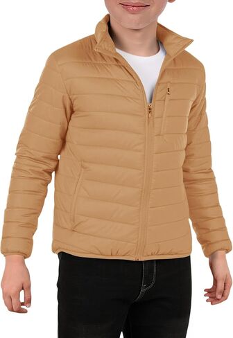 الأولاد Haloumoning zip up puffer سترة الأطفال الشتاء خفيفة الوزن معطف مغلي الملابس الخارجية مع جيوب 5-14 سنة in Saudi Arabia