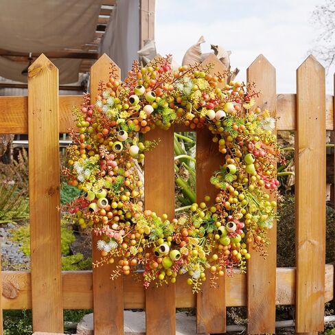 Eucalyptus Wreaths for Front Door 18 Inch Green Wreaths for Spring Summer Wreath for Wall Window,Artificial Eucalyptus Leaves with Berries,Home Farmhouse Porch Party Outdoor Decoration Wreath in Kuwait