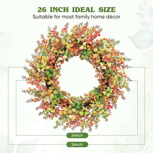 Eucalyptus Wreaths for Front Door 18 Inch Green Wreaths for Spring Summer Wreath for Wall Window,Artificial Eucalyptus Leaves with Berries,Home Farmhouse Porch Party Outdoor Decoration Wreath in Kuwait