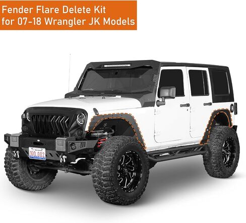 HOOKE ROAD JK Fender FLARE DELETE REMOVAL KIT FOR 2007-2018 JEEP WRANGLER JK & JKU UNLIMITED 2 أو 4 DOORS ، COVER LINER LINER LEAT in Kuwait