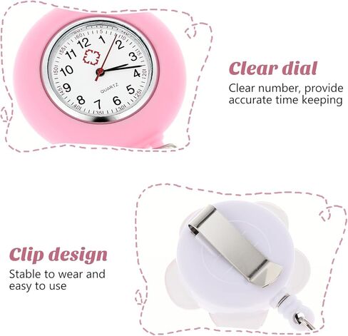 iplusmile Retractable Nurse Watch for Nurses Doctors, Portable Lapel Watch Clip-on Hanging Nurse Watches Cute Silicone Cover in Saudi Arabia