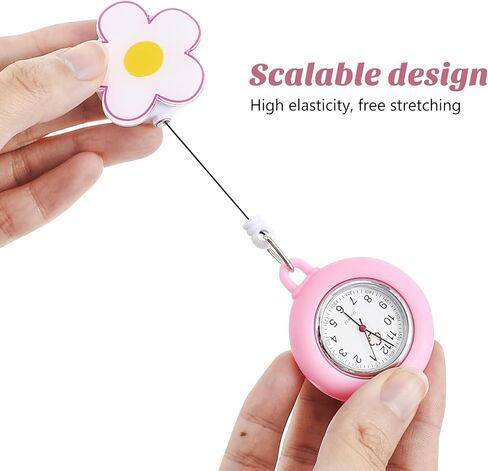 iplusmile Retractable Nurse Watch for Nurses Doctors, Portable Lapel Watch Clip-on Hanging Nurse Watches Cute Silicone Cover in Saudi Arabia