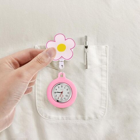 iplusmile Retractable Nurse Watch for Nurses Doctors, Portable Lapel Watch Clip-on Hanging Nurse Watches Cute Silicone Cover in Saudi Arabia