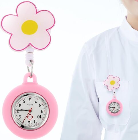 iplusmile Retractable Nurse Watch for Nurses Doctors, Portable Lapel Watch Clip-on Hanging Nurse Watches Cute Silicone Cover in Saudi Arabia