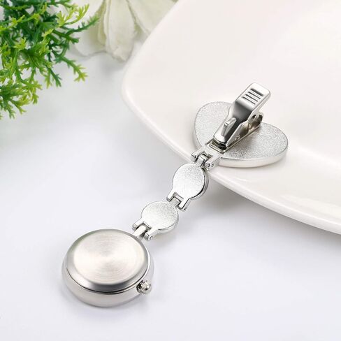 Avaner Women's Clip on Fob Watch, Stainless Steel Quartz Nurse Watch, Smile Heart Face Lapel Watch, Hanging Pocket Watch with Second Hand in Saudi Arabia