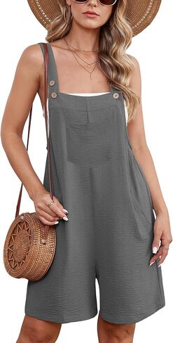 Rompers For Women Summer Casual Short Overalls Sleeveless Adjustable Loose Women's Jumpsuits with Pockets 2025 in Saudi Arabia