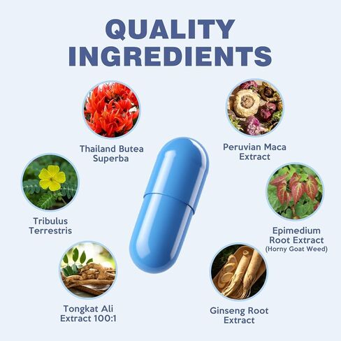 Nutrition Supplements with Thailand Butea Superba, Tribulus Terrestris, Epimedium Root Extract (Horny Goat Weed), Peruvian Maca, Tongkat Ali Extract, Ginseng Extract, 20 Count in Saudi Arabia