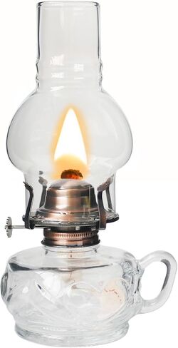 Large Rustic Kerosene Lamp Lantern Chamber Antique Oil Lamps for Indoor Use Home Decor Lighting Vintage Glass Clear (Brown) in Kuwait