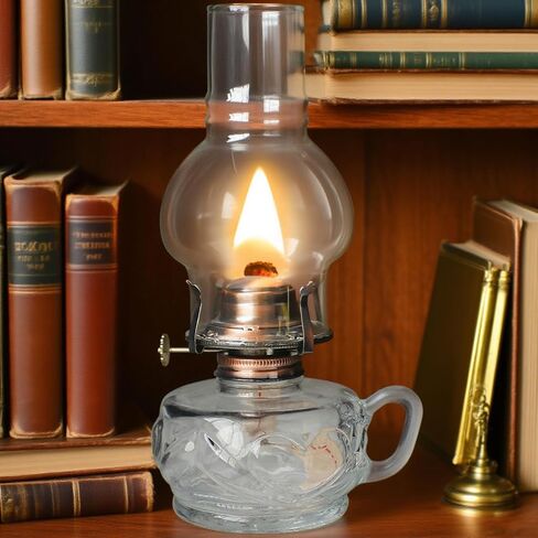 Large Rustic Kerosene Lamp Lantern Chamber Antique Oil Lamps for Indoor Use Home Decor Lighting Vintage Glass Clear (Brown) in Kuwait