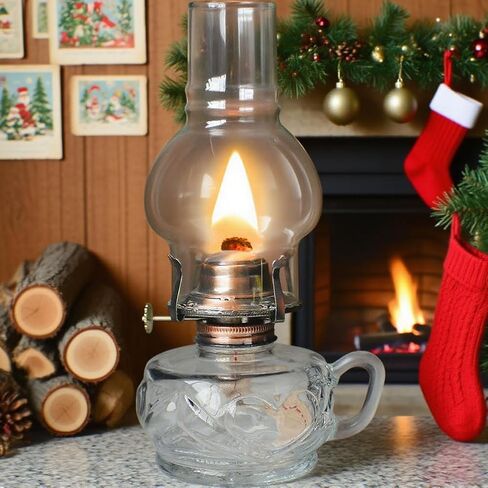 Large Rustic Kerosene Lamp Lantern Chamber Antique Oil Lamps for Indoor Use Home Decor Lighting Vintage Glass Clear (Brown) in Kuwait