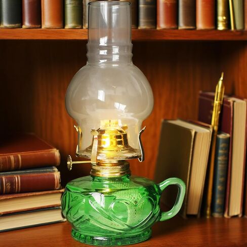 Large Rustic Kerosene Lamp Lantern Chamber Antique Oil Lamps for Indoor Use Home Decor Lighting Vintage Glass Clear (Brown) in Kuwait