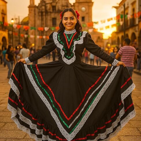 Mexican Traditional Jalisco Dress Vestido Tipico Mexicano Women Size (Women L, Blue) in Saudi Arabia
