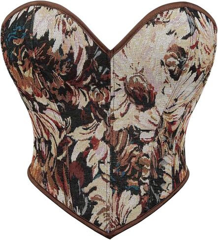 Shenhe Women's Vintage Renaissance Overbust Corset Top Floral Lace Up Boned Bustier Bodyshaper in Saudi Arabia