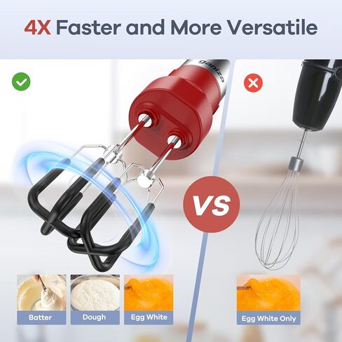 Ganiza Immersion Blender, 6 in 1 Hand Blender Stainless Steel Blade, 15 Speed Stick Blender Electric, Immersion Blender Handheld with 800ml Mixing Beaker, 600ml Chopper, Whisk, Frother, Potato Masher in Kuwait