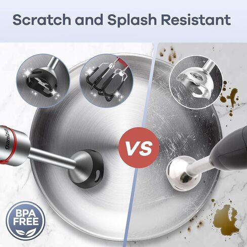 Ganiza Immersion Blender, 6 in 1 Hand Blender Stainless Steel Blade, 15 Speed Stick Blender Electric, Immersion Blender Handheld with 800ml Mixing Beaker, 600ml Chopper, Whisk, Frother, Potato Masher in Kuwait