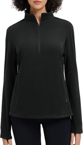 Baleaf Fleece Quarter Zip Pullover Long Sleeve Tops Tops Bold Weathing Gearing Gear مع جيوب سحاب in Saudi Arabia