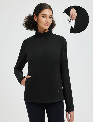 Baleaf Fleece Quarter Zip Pullover Long Sleeve Tops Tops Bold Weathing Gearing Gear مع جيوب سحاب in Saudi Arabia