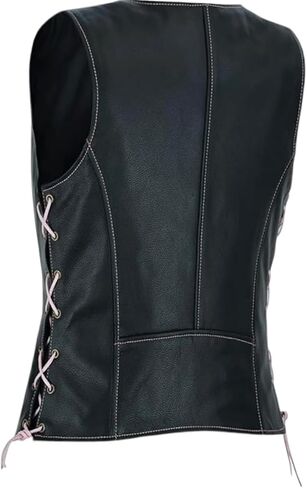 Womens Motorcycle Leather Vest Heavy-Duty Top Grain Cow Hide Classic Biker Style Vest in Saudi Arabia