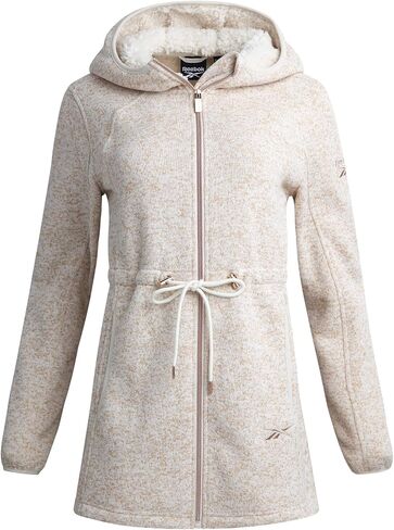 Reebok Womens Jacket - Fleece Lightweight Jackets for Women Sherpa Lined Hood Zip Up Long Womens Sweaters with Pockets in Saudi Arabia