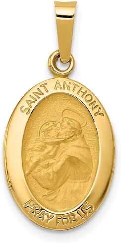 Roy Rose Jewelry 14K Yellow Gold Polished and Satin St. Anthony Medal Pendant 11mm width in Saudi Arabia