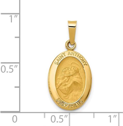 Roy Rose Jewelry 14K Yellow Gold Polished and Satin St. Anthony Medal Pendant 11mm width in Saudi Arabia