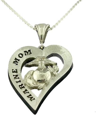 Marine Mom Heart Pendant, Silver in Saudi Arabia