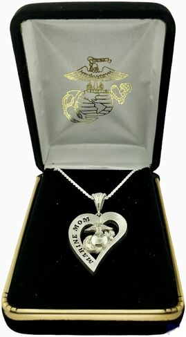 Marine Mom Heart Pendant, Silver in Saudi Arabia