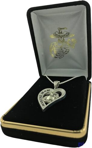 Marine Mom Heart Pendant, Silver in Saudi Arabia