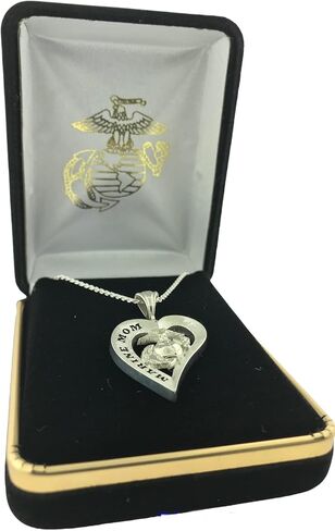 Marine Mom Heart Pendant, Silver in Saudi Arabia