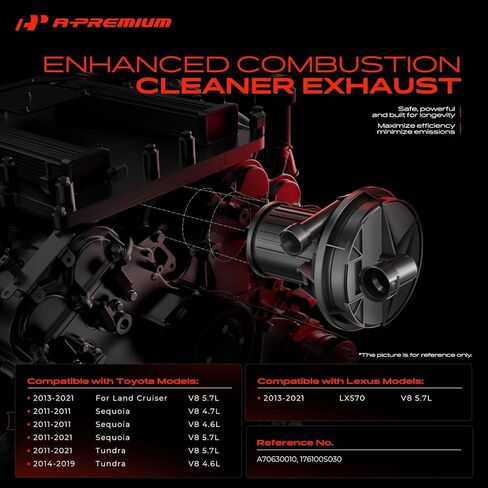 مضخة الضباب الدخاني للحقن الثانوية A-Premium متوافقة مع Toyota Tundra 2011-2021 ، Sequoia 2011-2021 ، Land Cruiser 2013-2021 و Lexus LX570 2013-2021 in Kuwait