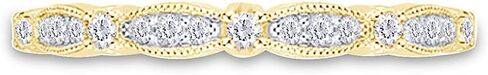 Affy Round Cut Natural Diamond Vintage Style Band في 14K الذهب على الفضة الاسترليني (0.14 CTTW) in Saudi Arabia
