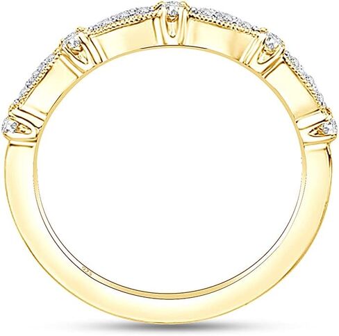 Affy Round Cut Natural Diamond Vintage Style Band في 14K الذهب على الفضة الاسترليني (0.14 CTTW) in Saudi Arabia