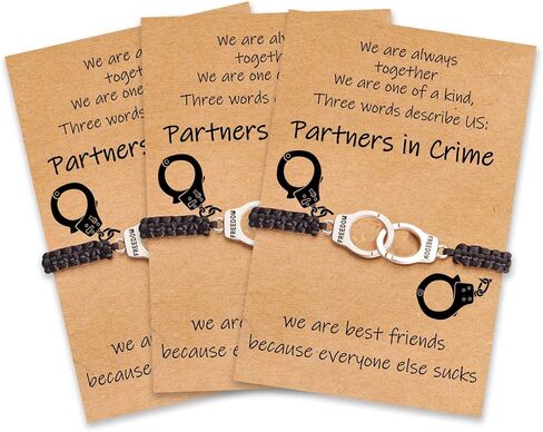Desimtion Friendship Bracelets for Women, Partners in Crime Handcuff Matching Bracelets, Funny Best Friend Birthday Gifts for Women Unique BFF Bracelets for 2/3/4 in Saudi Arabia