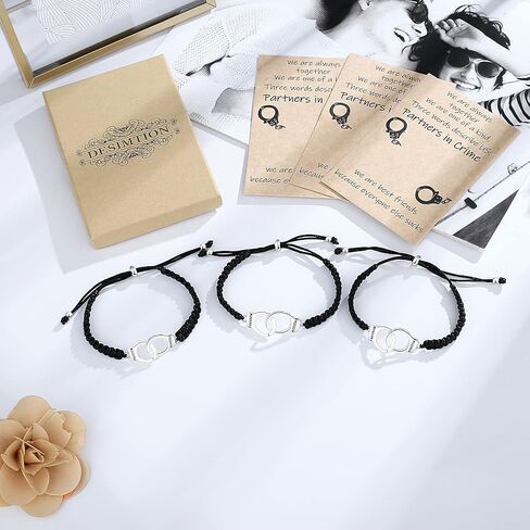 Desimtion Friendship Bracelets for Women, Partners in Crime Handcuff Matching Bracelets, Funny Best Friend Birthday Gifts for Women Unique BFF Bracelets for 2/3/4 in Saudi Arabia