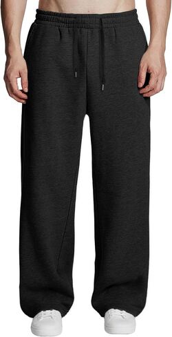 Susclude Mens Fleece Lined Baggy Sweatpants Wide Leg Heavyweight Comfy Lounge Slacks Loose Fit Track Pants Fall Winter in Saudi Arabia