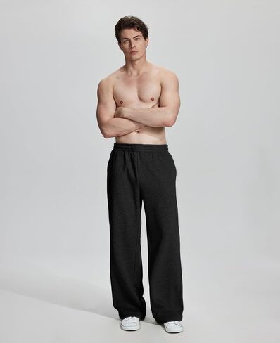 Susclude Mens Fleece Lined Baggy Sweatpants Wide Leg Heavyweight Comfy Lounge Slacks Loose Fit Track Pants Fall Winter in Saudi Arabia