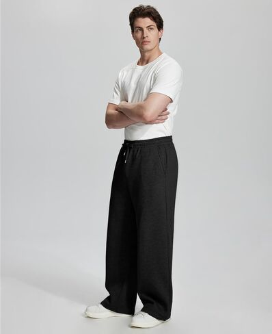 Susclude Mens Fleece Lined Baggy Sweatpants Wide Leg Heavyweight Comfy Lounge Slacks Loose Fit Track Pants Fall Winter in Saudi Arabia