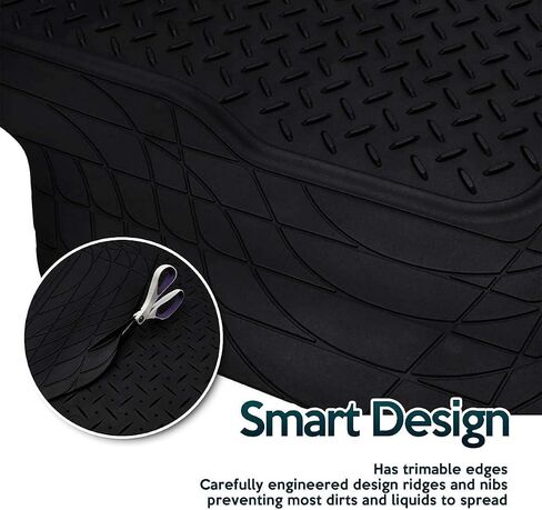 Zonetech All Weather Rubber Semi Pattern Cargo Liner Trunk Floor Mat - Premium Qualit in Saudi Arabia