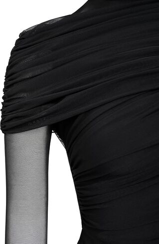 JW PEI Women's Ella Sheer Ruched Turtleneck Top in Saudi Arabia