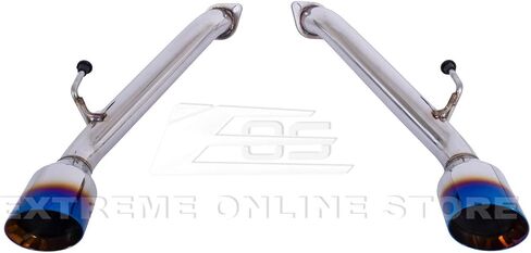 Replacement For 2017-Present Infiniti Q60 STAINLESS STEEL POLISHED SILVER Muffler Axle Back 4" Double Wall Dual Burnt Tips Exhaust in Saudi Arabia