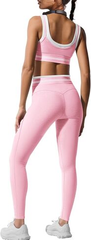 Panadila Womens Yoga Set 2 قطعة تمرين مخططة مجموعة صالة رياضية مطابقة حمالة صدر رياضية ولباس عالي الخصر Activewear in Kuwait